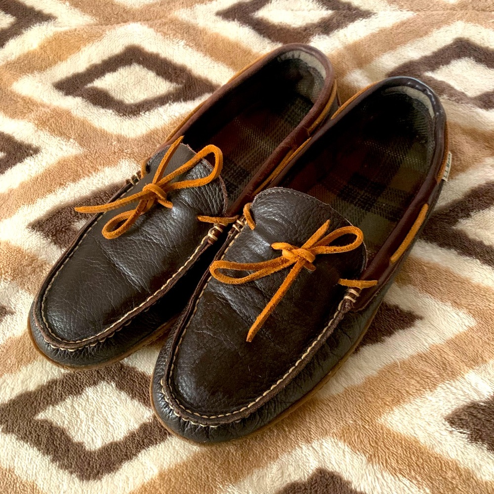 llbean mens brown slippers size 12